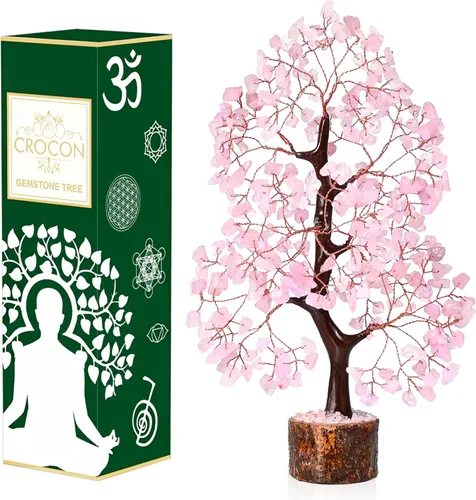 Miniatura 32 de Crocon Árbol de la vida de cristal de cuarzo transparente, chakra para energía positiva, decoración de Feng Shui, árbol bonsái de dinero con piedras