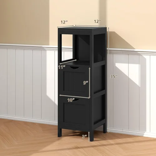 Miniatura 4 de LOKO Gabinete de piso de baño, gabinete de almacenamiento multifuncional con 2 cajones extraíbles, armario de baño moderno con correa anticaída, 12