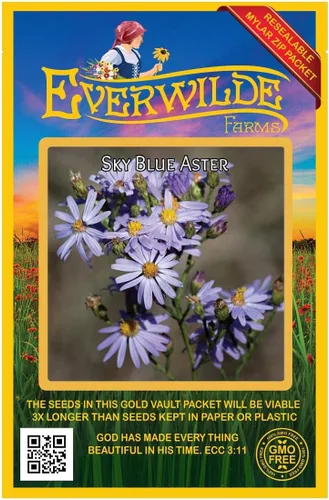 Miniatura 4 de Everwilde Farms - Semillas de flores silvestres nativas de Aster azul cielo de 1 onza - Gold Vault
