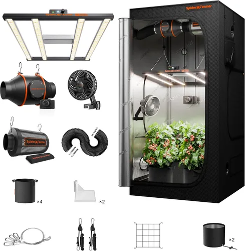 Miniatura 11 de Spider Farmer Kit completo de tienda de cultivo 2x4 SF2000 Samsung LM301H EVO y regulable Sistema completo de tienda de cultivo 24" x 47" x 71