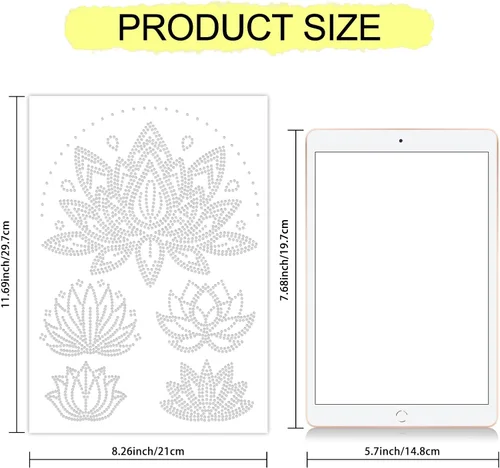 Miniatura 2 de MAYJOYDIY Art Lotus - Adhesivo de transferencia de diamantes de imitación de loto para planchar, diseño de plantas de flor de loto, adhesivo