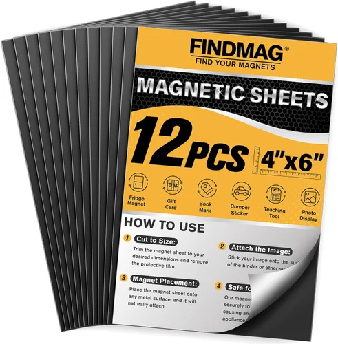 Miniatura 16 de FINDMAG Hojas adhesivas magnéticas, paquete de 6 tiras magnéticas flexibles de 5 x 7 pulgadas con respaldo autoadhesivo, hojas para cortar