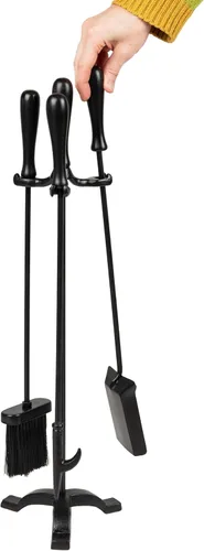 Miniatura 4 de Mind Reader Juego de herramientas para chimenea, póker, cepillo para cenizas, pala de pala, soporte, hierro forjado y acero, 6.25" de largo x 6.25