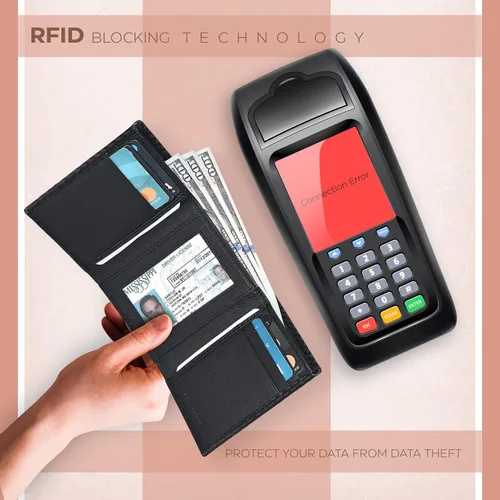 Miniatura 6 de ESTALON Slim RFID Wallets for Men - Genuine Leather Front Pocket Trifold Wallet
