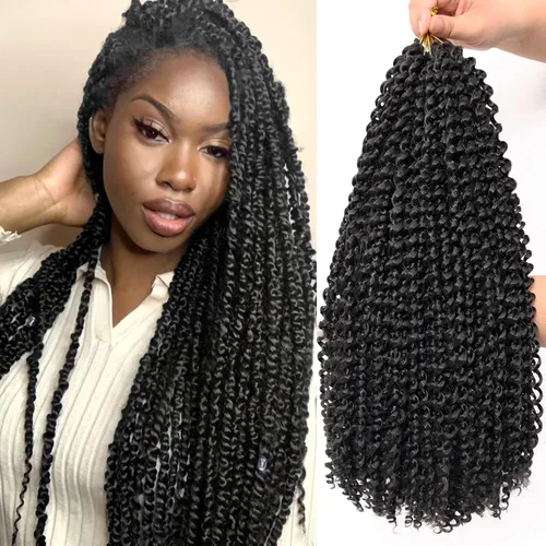 Miniatura 34 de Dorsanee Cabello Passion Twist Ombré de 18 pulgadas, 6 paquetes, Cabello de Ganchillo Water Wave, Cabello Largo Bohemio Rizado para Trenzar