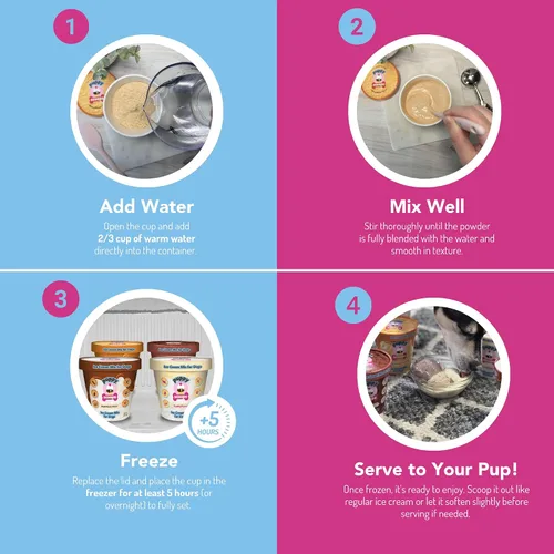 Miniatura 3 de Puppy Scoops Mezcla para helado, para perros: Mantequilla de maní. Añada agua y congélelo en casa.