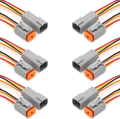 Miniatura 14 de Paquete de 2 conectores Deutsch DT de 12 pines, conectores eléctricos impermeables macho y hembra, arnés de cableado con 16 AWG 8 cables