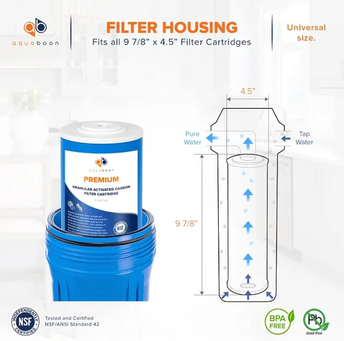 Miniatura 2 de Aquaboon Cartucho de filtro de agua de carbón activado granular de 5 micras de 10 x 4.5 pulgadas, repuesto de filtro de agua para toda la casa