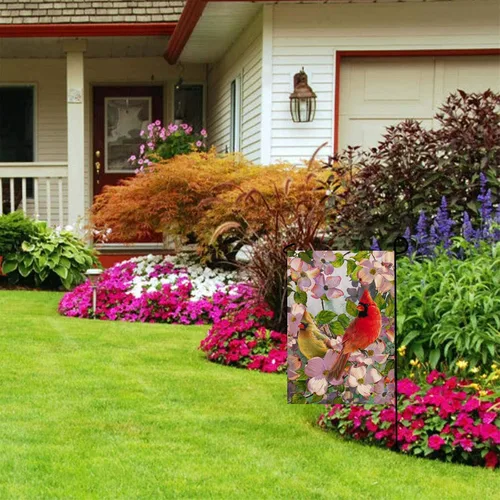 Miniatura 7 de Artofy Cardinal Spring - Bandera decorativa para el hogar, jardín, patio, césped, verano, decoración de bienvenida de verano, pájaros rojos