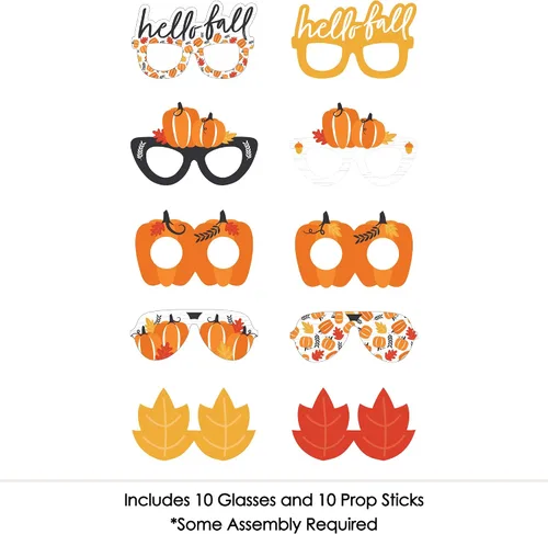 Miniatura 3 de Big Dot of Happiness Parche de calabaza de 10 piezas, accesorios de fotografía con temática de calabaza, decoraciones de fiesta de otoño