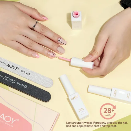 Miniatura 6 de GAOY Esmalte de uñas de gel, 6 colores clásicos, negro, blanco, dorado, plateado para diseño de pintura de uñas con pincel fino, manicura francesa