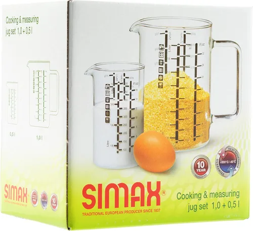 Miniatura 6 de Simax Vaso medidor de vidrio, vidrio de borosilicato duradero, paquete de 2 incluye 32 onzas y 16 onzas, medidas métricas fáciles de leer en litros