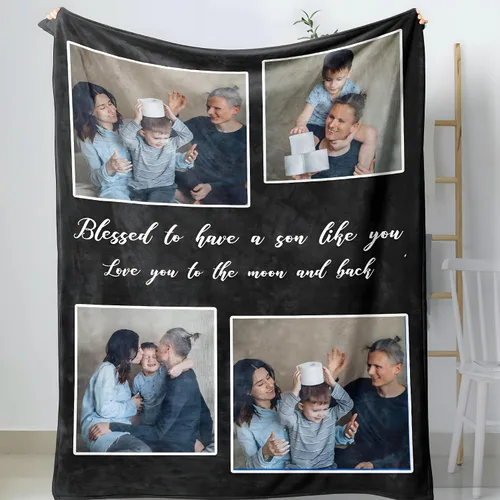 Miniatura 31 de D-Story Manta personalizada con foto, entrega al día siguiente, hecha en EUA, Manta de collage personalizada, haz una manta personalizada