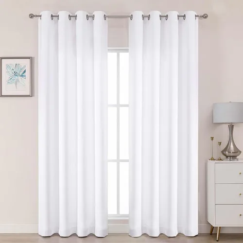 Miniatura 33 de OWENIE Cortinas 100% opacas de 96 pulgadas de largo, 2 paneles para dormitorio, sala de estar, cortinas superiores con aislamiento térmico