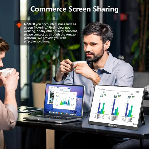 Miniatura 6 de WUAWE Monitor Portátil de 16 pulgadas 1920x1200P 16:10 IPS Monitor de viaje para laptop con soporte integrado, control 100% sRGB USB-C HDMI