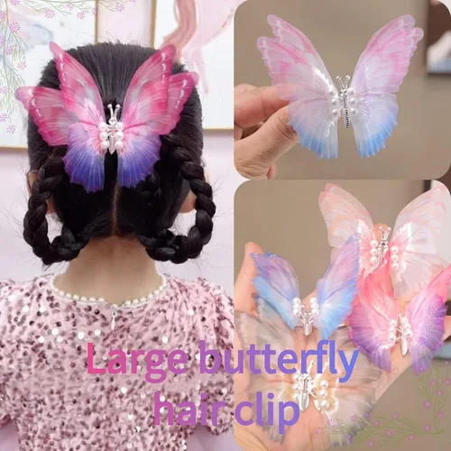 Miniatura 2 de 6 pinzas grandes de mariposa para el cabello para niñas y mujeres, grandes antideslizantes y fuertes pinzas de metal para el cabello, pinzas