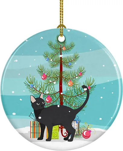 Miniatura 164 de Caroline's Treasures Adorno de cerámica con texto en inglés "Merry Christmas" para colgar en el árbol de Navidad, decoración para el hogar, Navidad