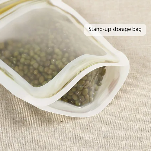Miniatura 4 de anGrace Mason Jar Bags Amarillas, 20 Piezas Bolsas Reutilizables Herméticas para Almacenamiento de Alimentos a Prueba de Fugas Bolsas Ahorradoras