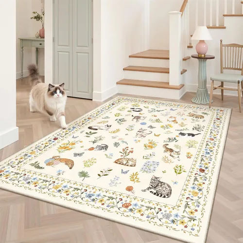 Miniatura 256 de Alfombra de pasillo Soalmost 2'6" x 10' lavable, alfombra antideslizante para cocina, baño, lavandería, alfombras vintage ultra delgadas para Beige