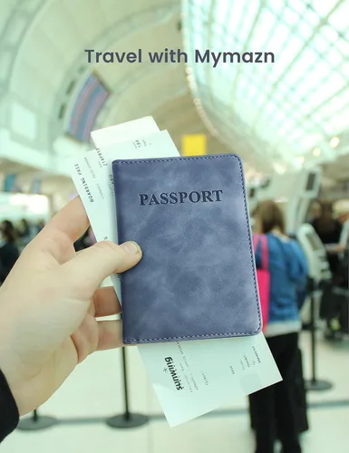 Miniatura 3 de Mymazn Portatarjetas de pasaporte y vacunación Combo de portatarjetas para pasaporte y cartera de viaje con tarjetero de vacunación, funda
