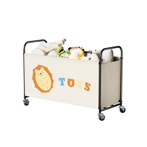 Miniatura 11 de GRANNY SAYS Caja de juguetes para niños y niñas, almacenamiento extra grande con ruedas, organizador de almacenamiento de juguetes de metal para Gris