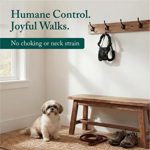 Miniatura 2 de Arnés para perro Sporn sin tirones para perros pequeños - Negro de malla, nylon resistente, transpirable, liviano, ajustable, acolchado, suave
