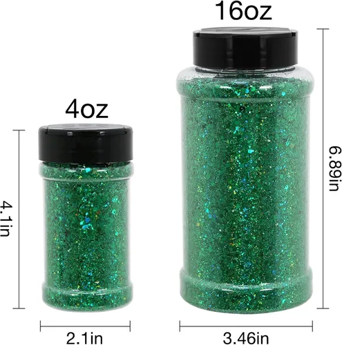 Miniatura 4 de TORC 1 libra de purpurina holográfica verde esmeralda de 16 onzas, mezcla de purpurina gruesa de Navidad a granel para manualidades de resina, arte