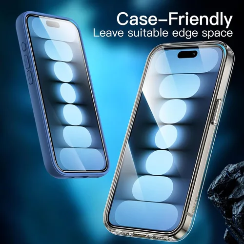 Miniatura 8 de JETech Protector de pantalla para iPhone 15 Pro Max de 6.7 pulgadas, película de vidrio templado con herramienta de fácil instalación, compatible