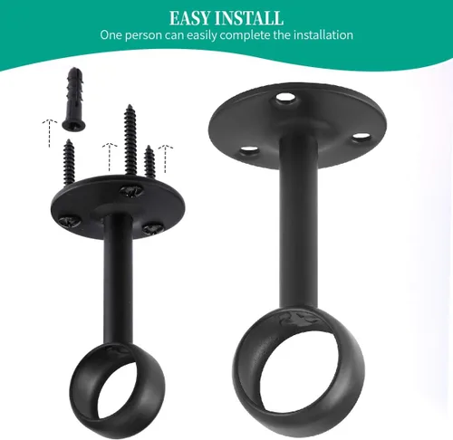 Miniatura 6 de Soporte de techo para barra de cortina (2 piezas, negro)