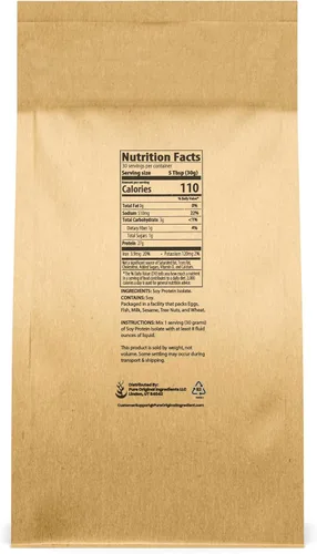 Miniatura 4 de PURE ORIGINAL INGREDIENTS Aislado de proteína de soja (4 lb) siempre puro, sin rellenos ni aditivos