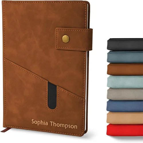 Miniatura 12 de Promot Cuaderno Personalizado - Diario en Cuero A5 con Páginas Rayadas para Hombres y Mujeres - Cuaderno Ejecutivo de Tapa Dura, Diario Diario