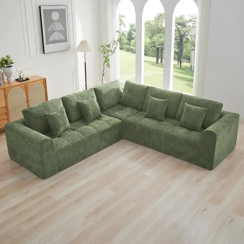 Miniatura 20 de Sofás modulares deshuesados de 140 pulgadas para sala de estar, sofá modular modular de nube comprimida, sofá moderno en forma de U de 9 plazas Gris