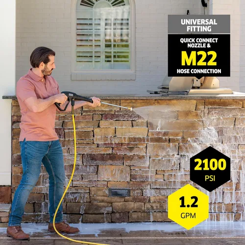 Miniatura 4 de Kärcher Lavadora a presión K2100PS, certificado CETA, 3 boquillas de pulverización, tanque de detergente, para automóviles, calzadas, Amarillo