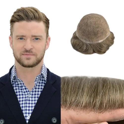 Miniatura 68 de PUNRU HAIR Completo Swiss Lace Toupee para hombres Sistema de cabello humano real Sistema de reemplazo de cabello humano para hombre Toupee