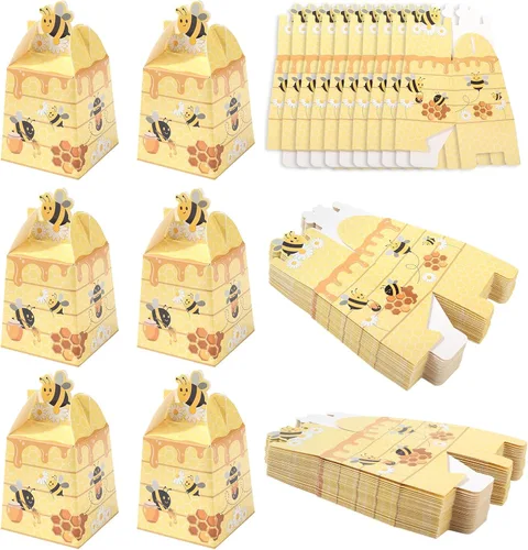 Miniatura 9 de Cyblinia 100 cajas de dulces de abeja, cajas de regalo de colmena, cajas de regalo de abejas con cintas para decoraciones de fiesta de cumpleaños