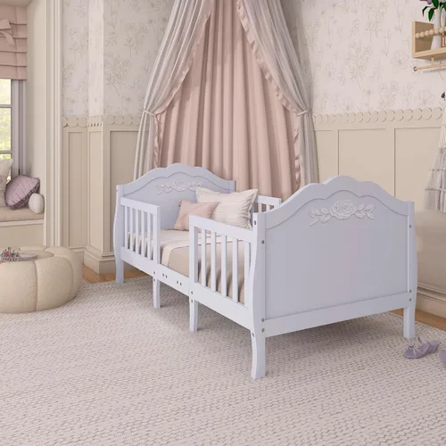 Miniatura 2 de Sweetpea Baby Rose - Cama convertible 3 en 1 para niños pequeños, color lavanda, certificado Greenguard Gold, certificado BSA, rieles de seguridad