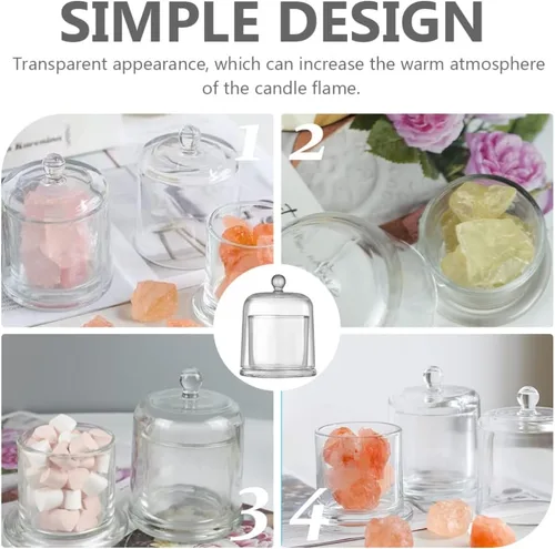 Miniatura 3 de Zerodeko Mantequillera de cristal con tapa con asa, contenedor de almacenamiento de aperitivos de frutas y postres, caja de queso rústica