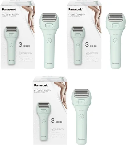 Panasonic Maquinilla de afeitar eléctrica para mujer, afeitadora inalámbrica de 3 cuchillas con recortadora emergente, funcionamiento en seco y