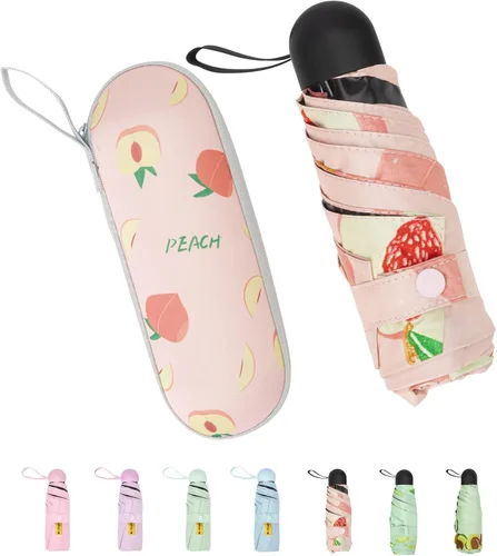 Mini paraguas de viaje compacto, pequeño paraguas para viajes, mini paraguas para bolso, paraguas para protección UV, paraguas plegable de bolsillo