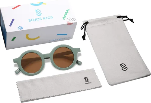 Miniatura 5 de SOJOS - Lentes de sol redondos polarizados para niños y niñas, protección ultravioleta 400 (UV400), lentes de sol para las vacaciones en la playa