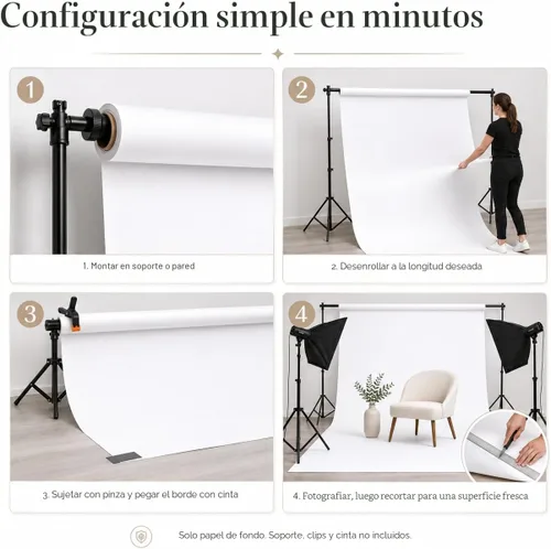 Miniatura 7 de Yizhily Fondo fotográfico sin costuras de papel para sesión de fotos, blanco ártico, 53'' x 16.5