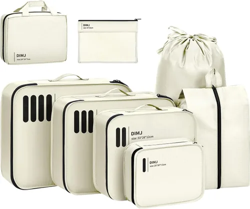 DIMJ Cubos de embalaje para maletas, cubos de viaje para embalaje, cubos de equipaje ligeros, organizador de maleta con bolsa de lavandería, bolsa