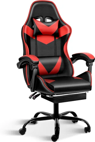 Miniatura 14 de YSSOA Silla para videojuegos, silla de computadora con reposapiés, altura ajustable y función de inclinación de 90° a 135°, silla reclinable