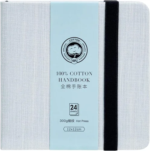 Cuaderno de acuarela cuadrado Lightwish, 100% algodón, 300 g/m²/140 lb, sin ácidos, libro de bocetos de papel de acuarela prensado en caliente de 24
