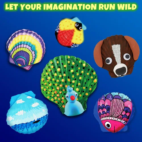 Miniatura 4 de Nicmore Arte y manualidades de conchas marinas para niños: kits de pintura que brillan en la oscuridad, manualidades para edades de 4 a 6 años, 4 a