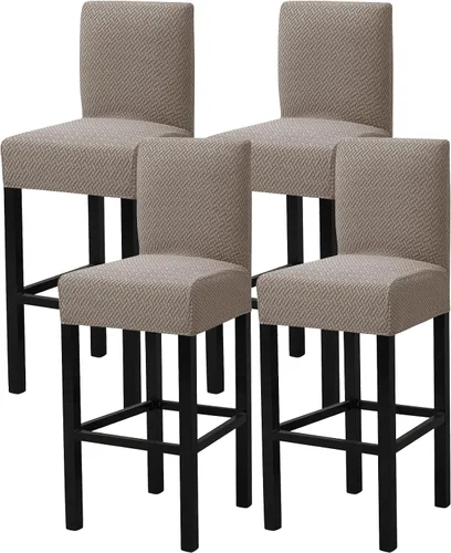 Miniatura 12 de Gollense Juego de 4 fundas para taburetes de bar con respaldo, fundas elásticas de jacquard para taburetes de bar, fundas de asiento lavables