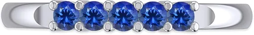 Miniatura 2 de GEMVIO Colección de anillo de cinco piedras, anillo de compromiso con piedras preciosas de corte redondo en oro de 14 quilates sobre plata de ley