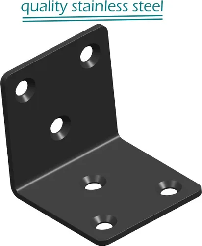 Miniatura 3 de Soporte de esquina de acero inoxidable negro, soporte de ángulo recto articulado, en forma de L, soporte de esquina de metal resistente para Wood