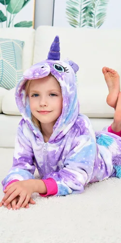 Miniatura 68 de Pijama de unicornio unisex para niños, enteritos para disfraz, Halloween