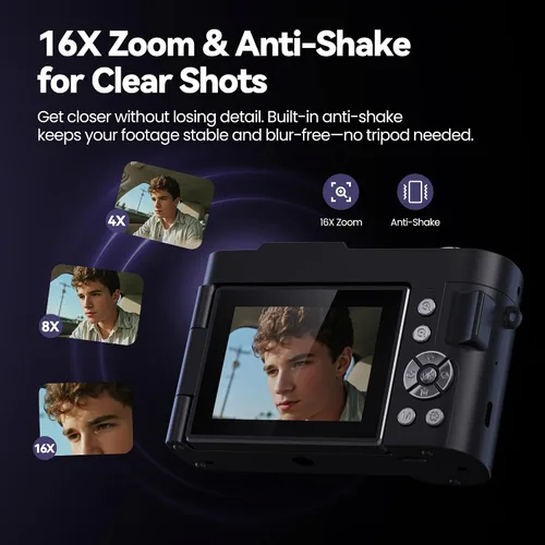 Miniatura 4 de Cámara digital 4K para fotografía y vlogging: cámaras de 50MP para video - cámara de foto con zoom 16X, regalos de cámara digital para adolescentes